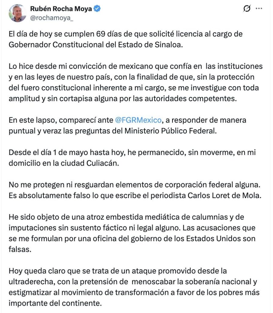  Rubén Rocha Moya via X